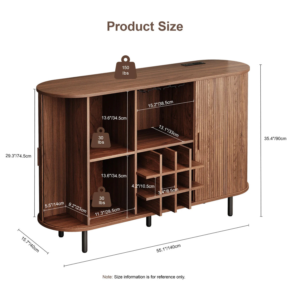 Modern Drinks Cabinet Walnut LED Light