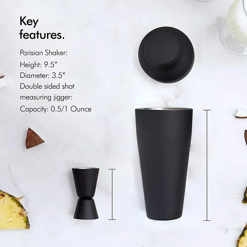 8-Piece Matte Black Cocktail Shaker Set