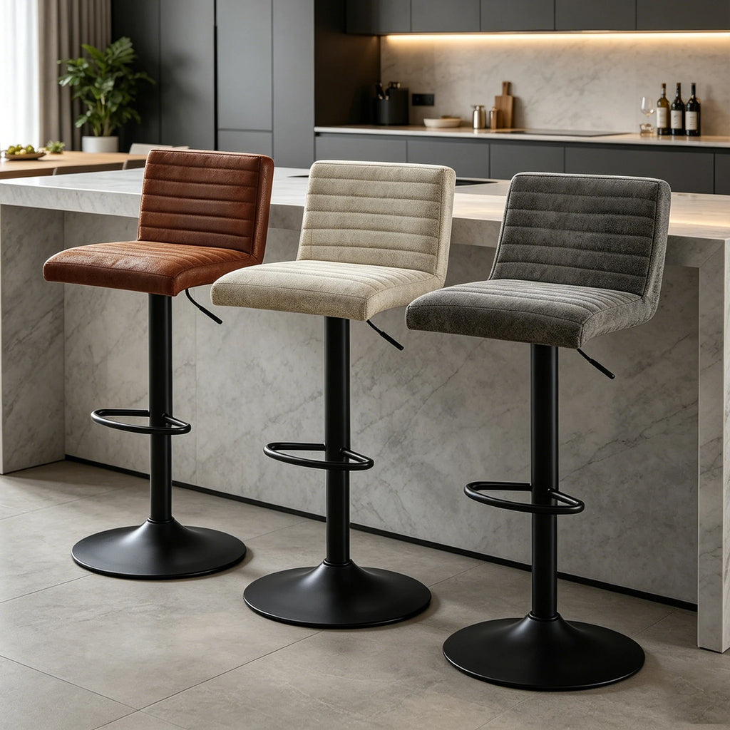 Soho Suede Bar Stools Set of 2, Swivel, Height Adjustable