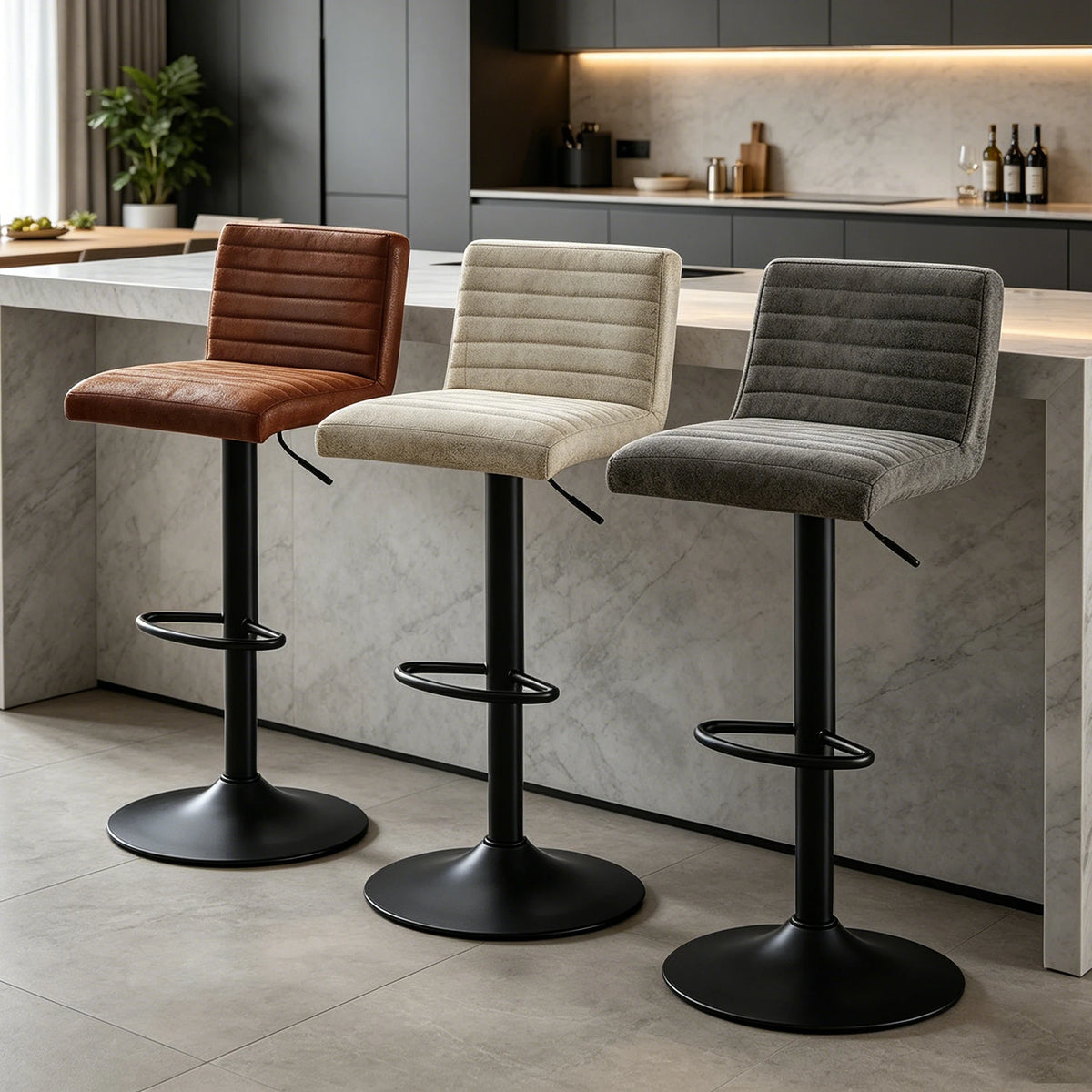 Soho Suede Bar Stools Set of 2, Swivel, Height Adjustable