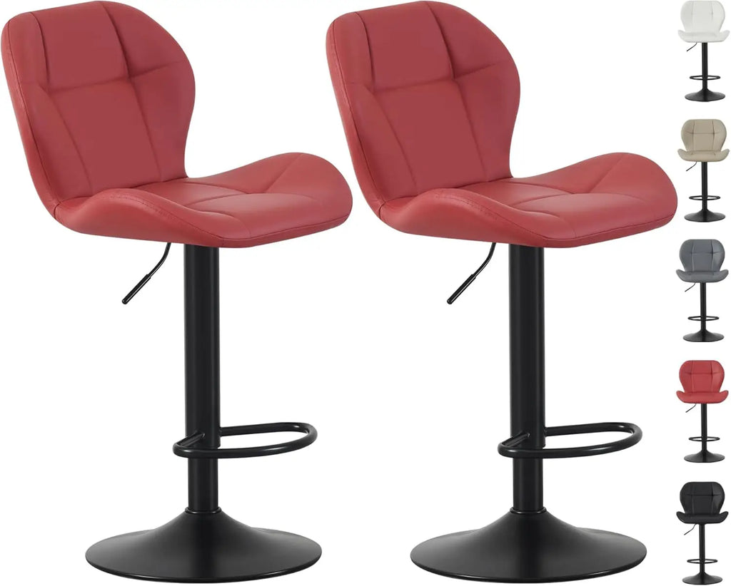 Swivel Bar Stools Set of 2, Faux Leather, Footrest