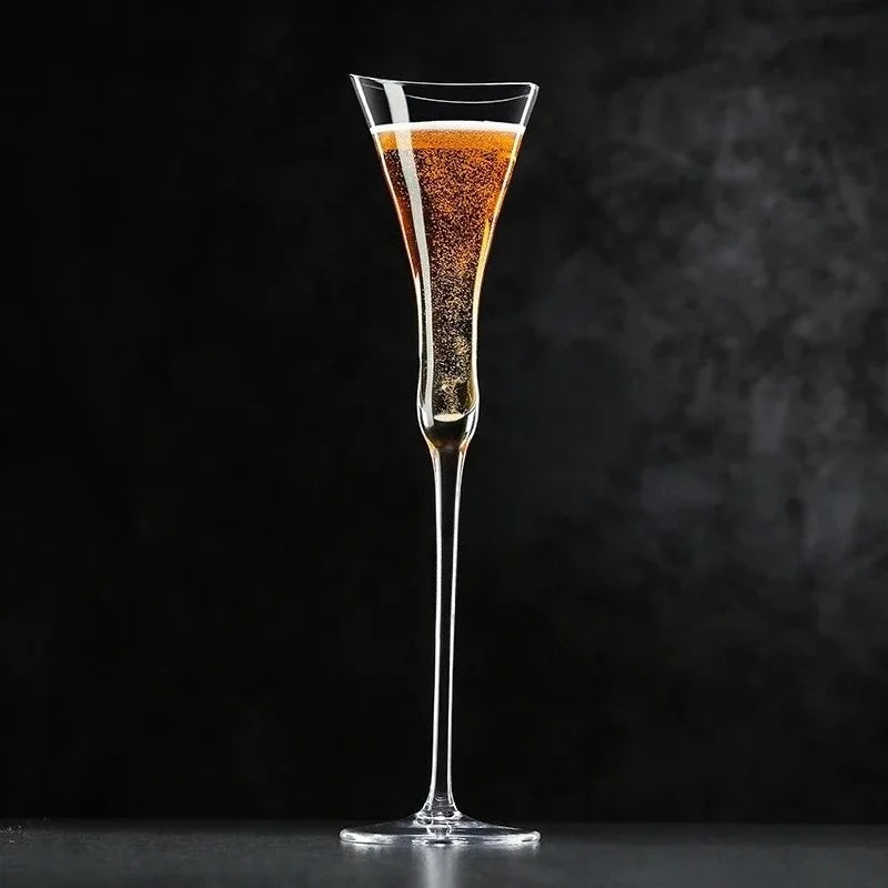 Crystal Champagne Glasses, Cinched Waist, Set of 1 or 2