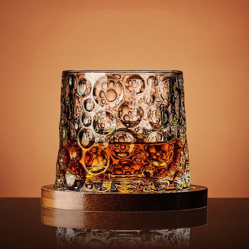 Rotating Crystal Whisky Tumbler with Base, 280ml