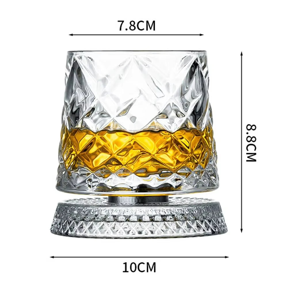 Rotating Whiskey Glasses, Glass Base, Set of 2