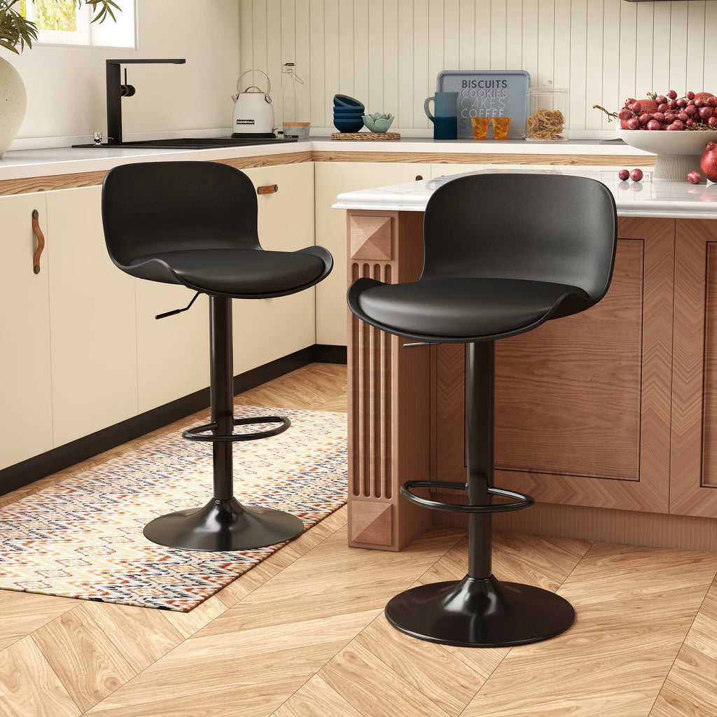 Islington Swivel Bar Stools Set of 4, Height Adjustable, Faux Leather