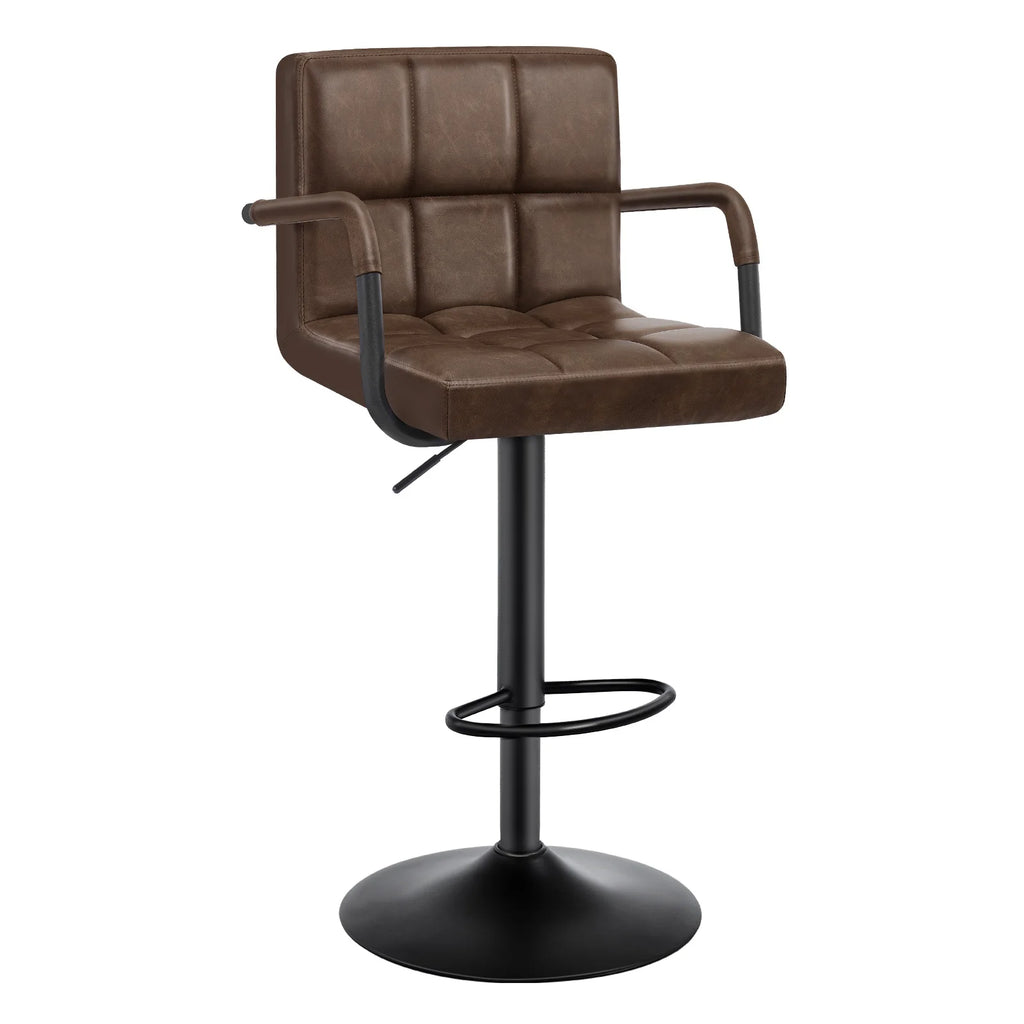 Leeds Swivel Bar Stools Set of 2, Metal Frame, Armrest