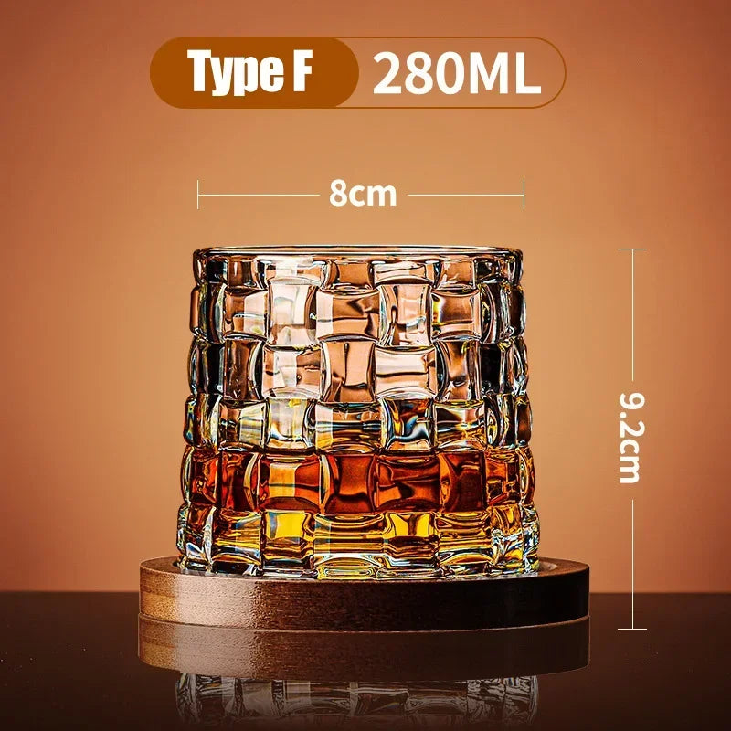 Rotating Crystal Whisky Tumbler with Base, 280ml
