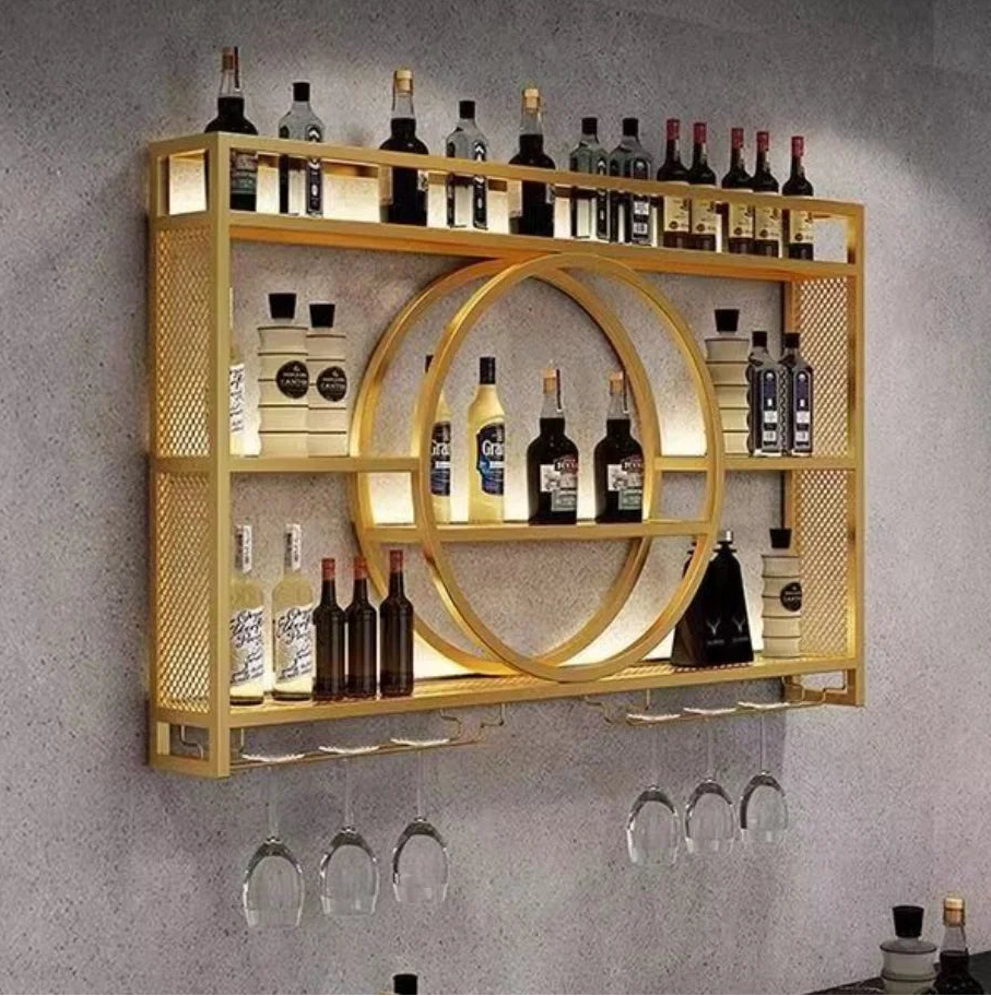 Wall-Mounted Wine Rack with Glass Holder