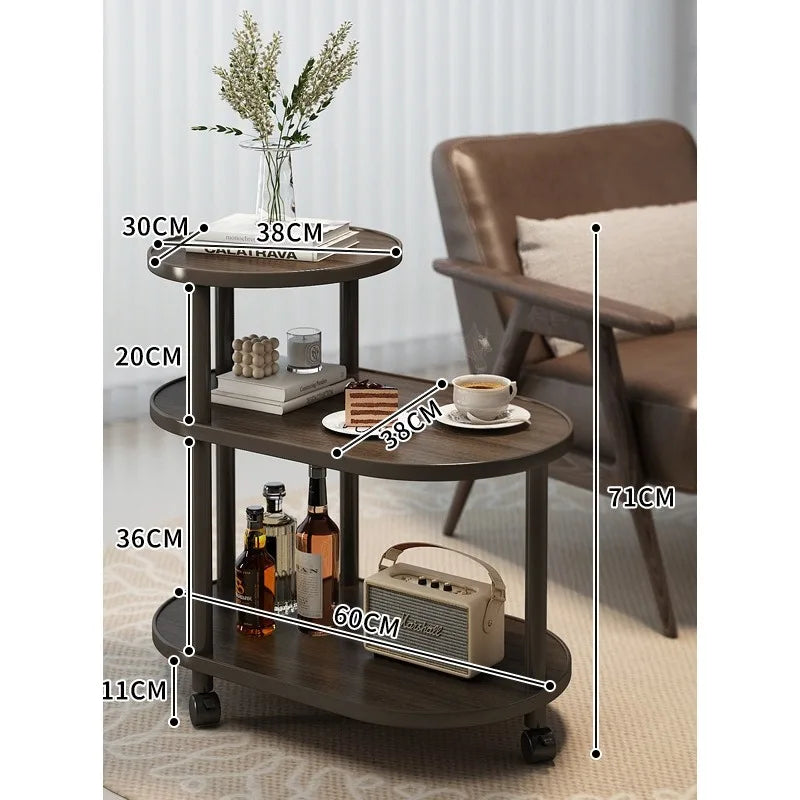 Vintage-Style Rolling Side Trolley, Wood