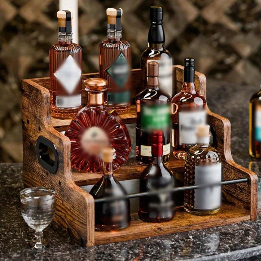 3-Step Retro Wine Rack, Countertop Display Shelf