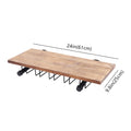 Wall-Mounted Wine Rack with Stemware Holder, Pine and Iron