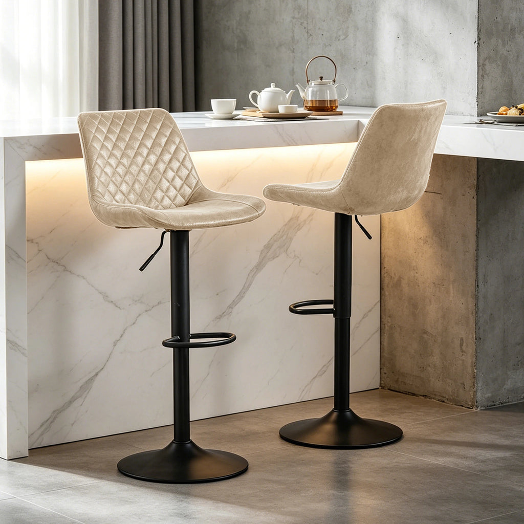 Shoreditch Velvet Bar Stools Set of 2, Swivel