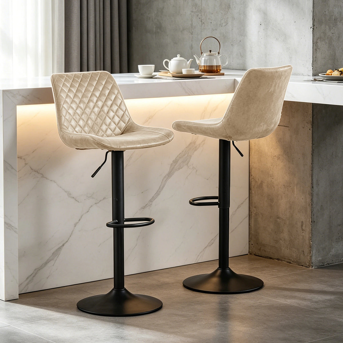 Shoreditch Velvet Bar Stools Set of 2, Swivel