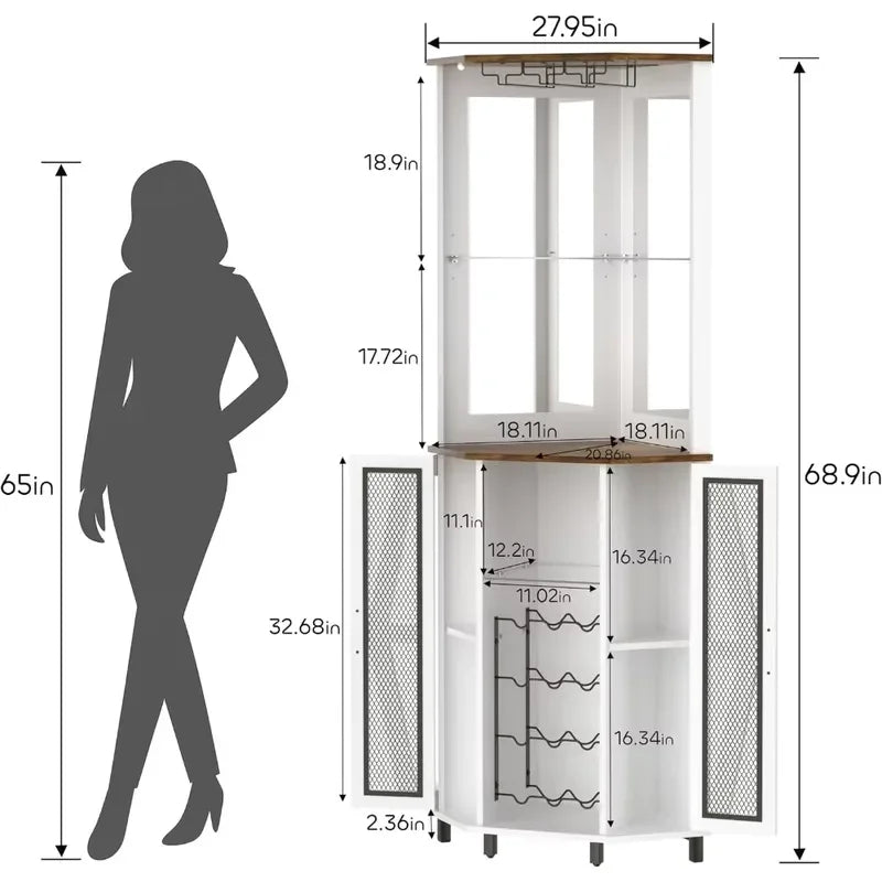 Corner Drinks Cabinet with Mirror