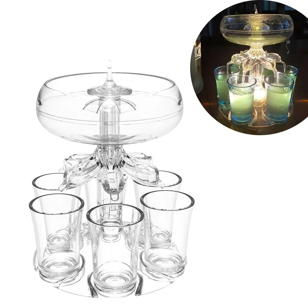 Clear Shot Dispenser Rack with 6 Shot Glasses