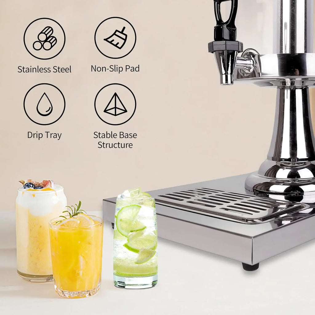 8L Stainless Steel Drinks Dispenser with Stand and Ice Core