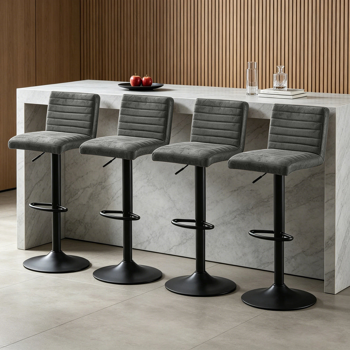 Soho Suede Bar Stools Set of 2, Swivel, Height Adjustable