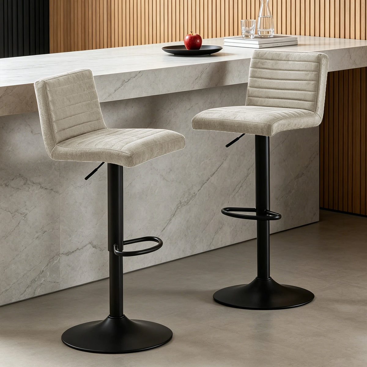 Soho Suede Bar Stools Set of 2, Swivel, Height Adjustable