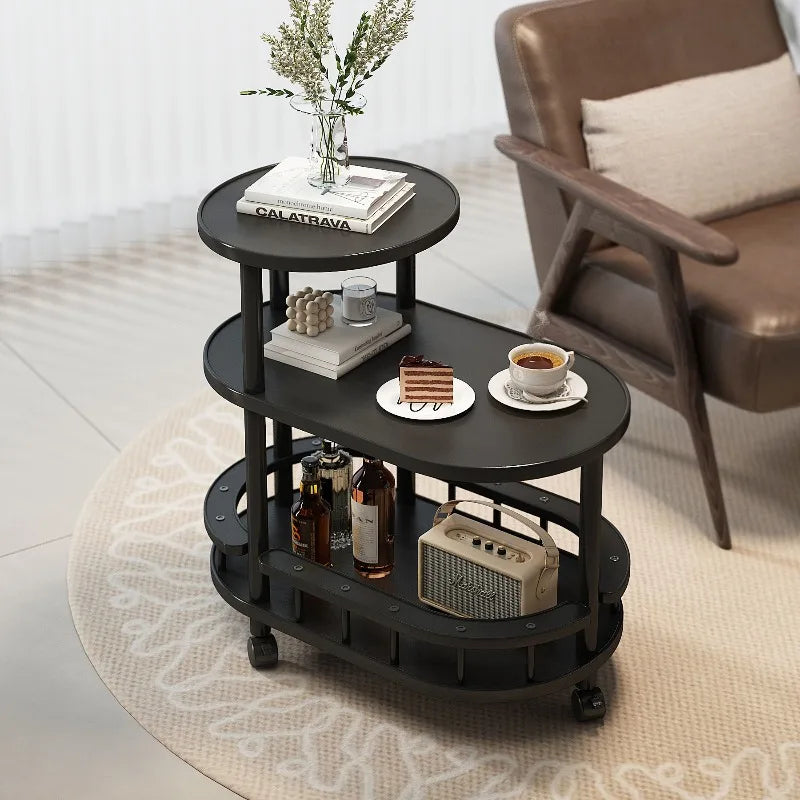 Vintage-Style Rolling Side Trolley, Wood