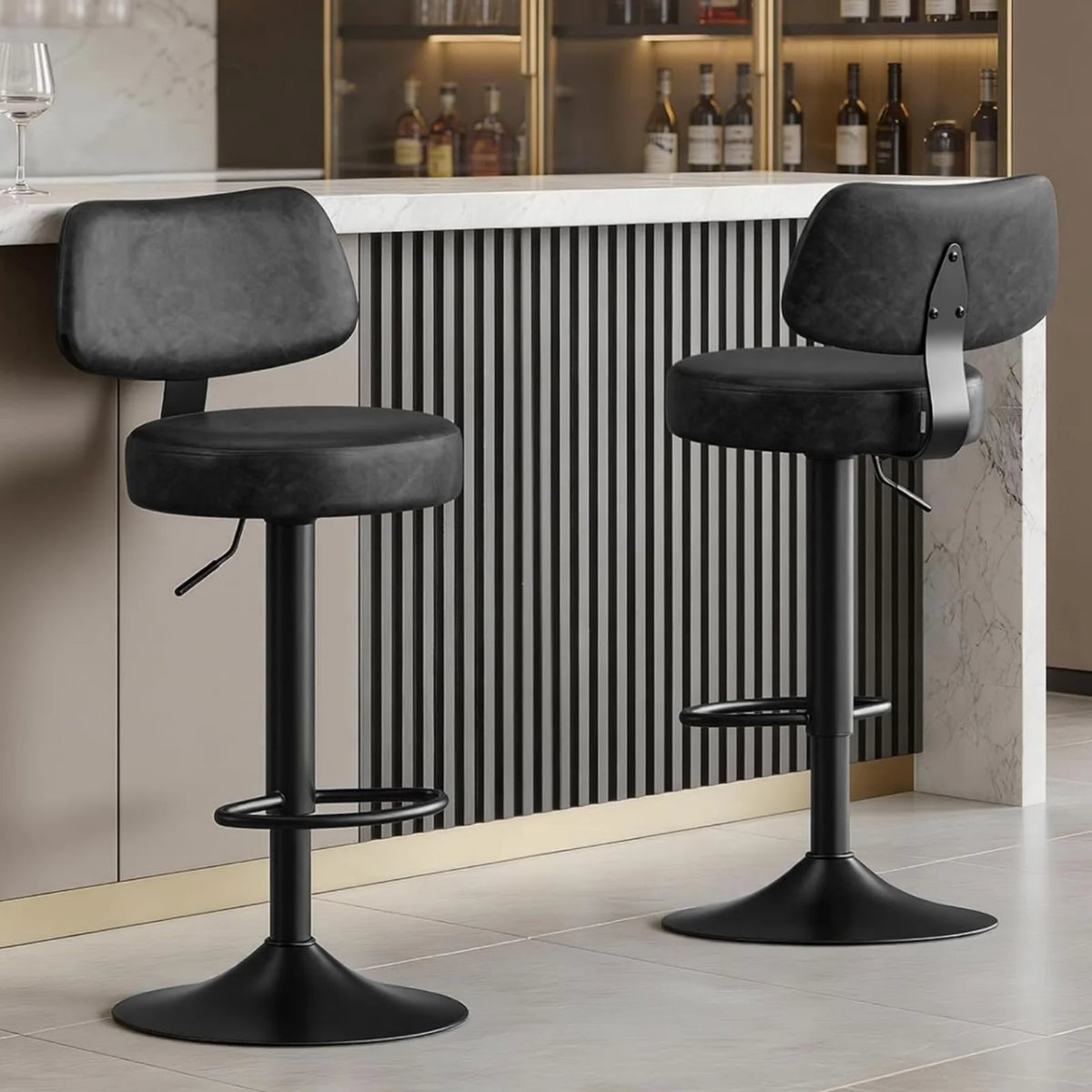 Bristol Swivel Bar Stools Set of 2, Height Adjustable