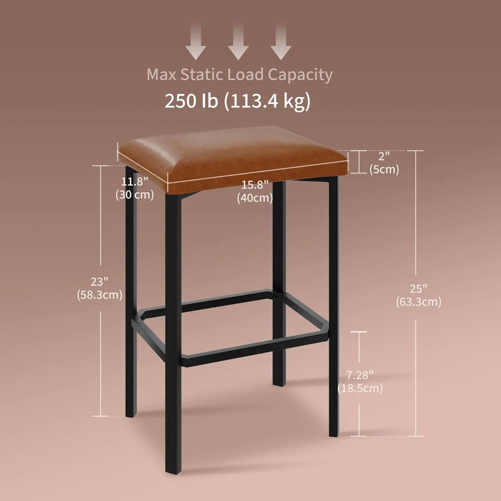 PU Leather Bar Stools Set of 2, 58cm