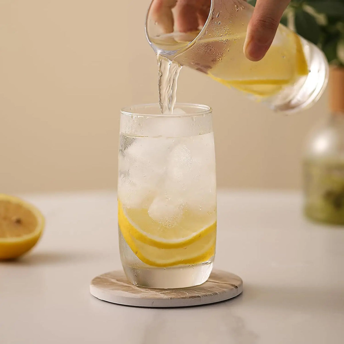 Marble-Style Coaster Set with Holder, 6 Pieces