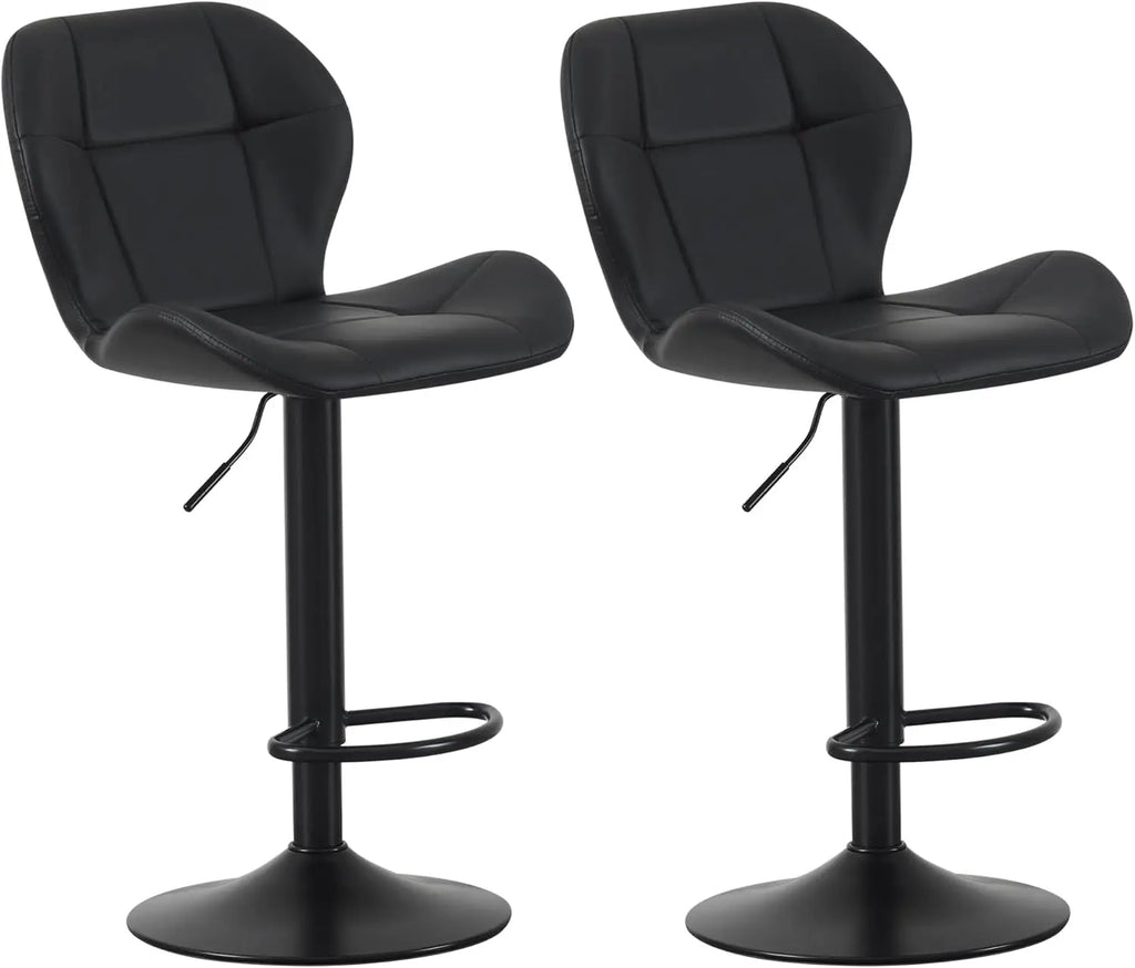 Swivel Bar Stools Set of 2, Faux Leather, Footrest