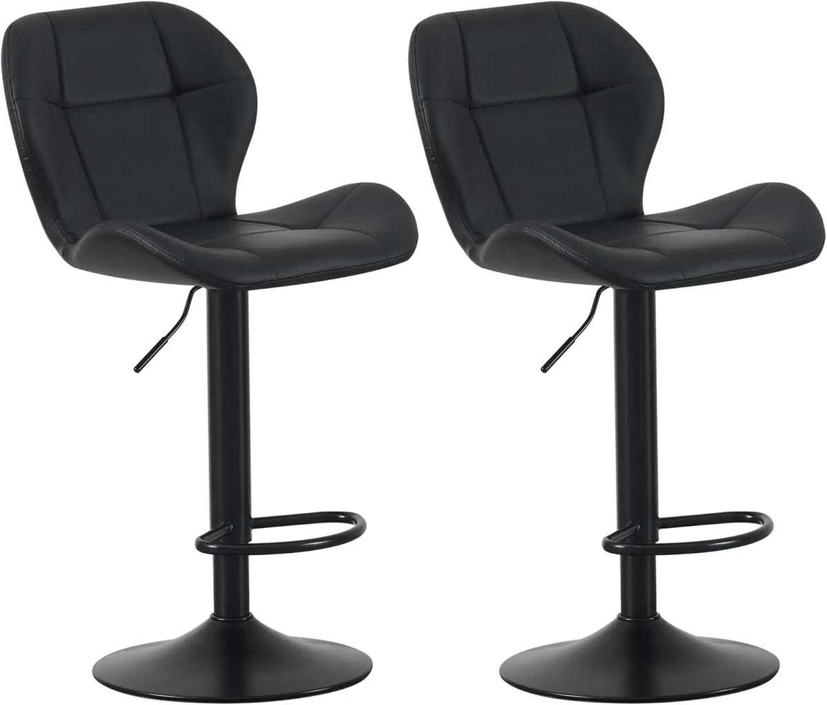 Swivel Bar Stools Set of 2, Faux Leather, Footrest