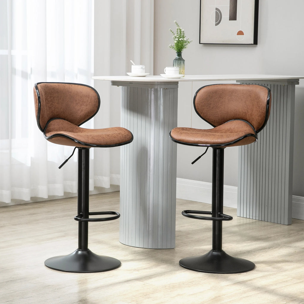 Manchester Vintage Bar Stools Set of 2, Microfiber, Coffee