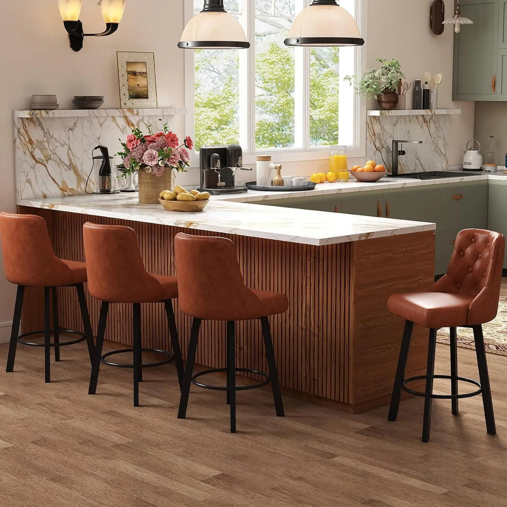 Piccadilly Bar Stools, Waterproof PU Leather, Black