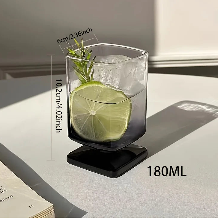 Square Glass Tumbler, Black Gradient, Set of 1 or 2