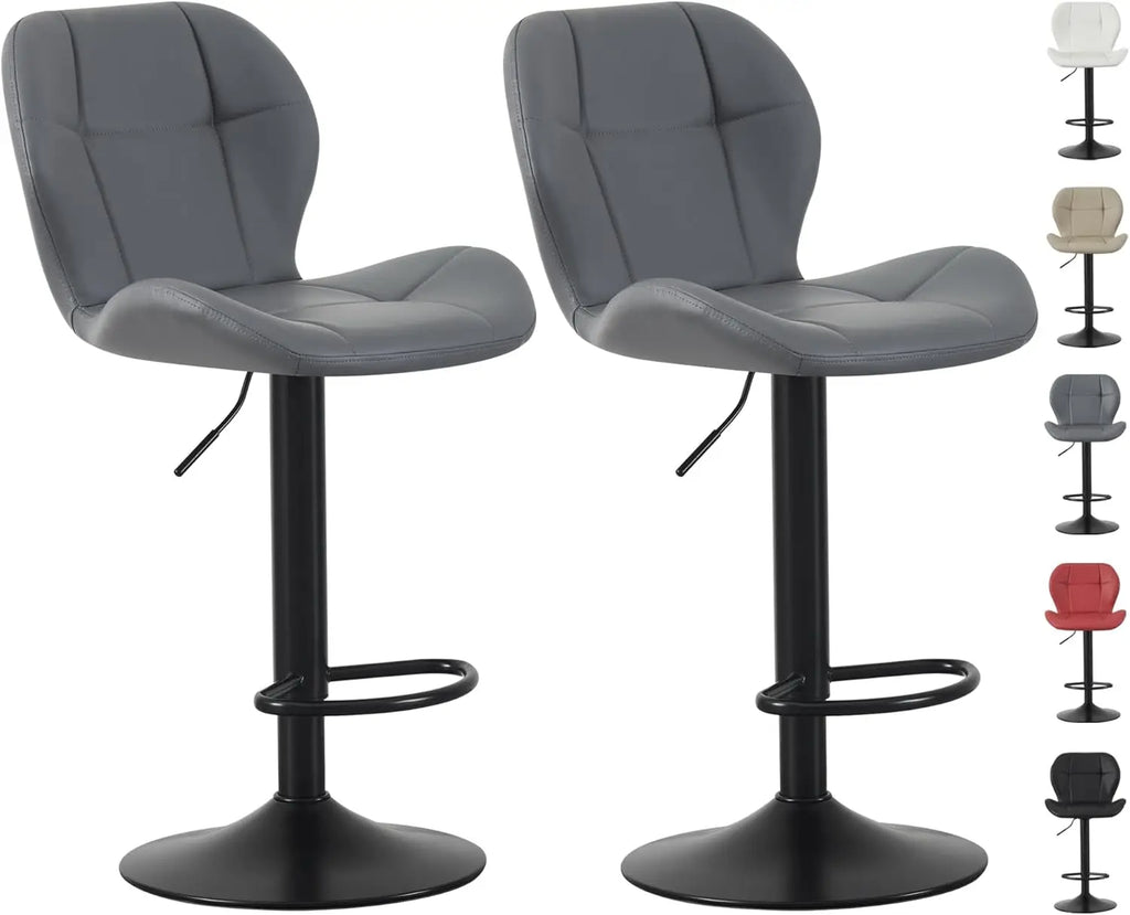 Swivel Bar Stools Set of 2, Faux Leather, Footrest