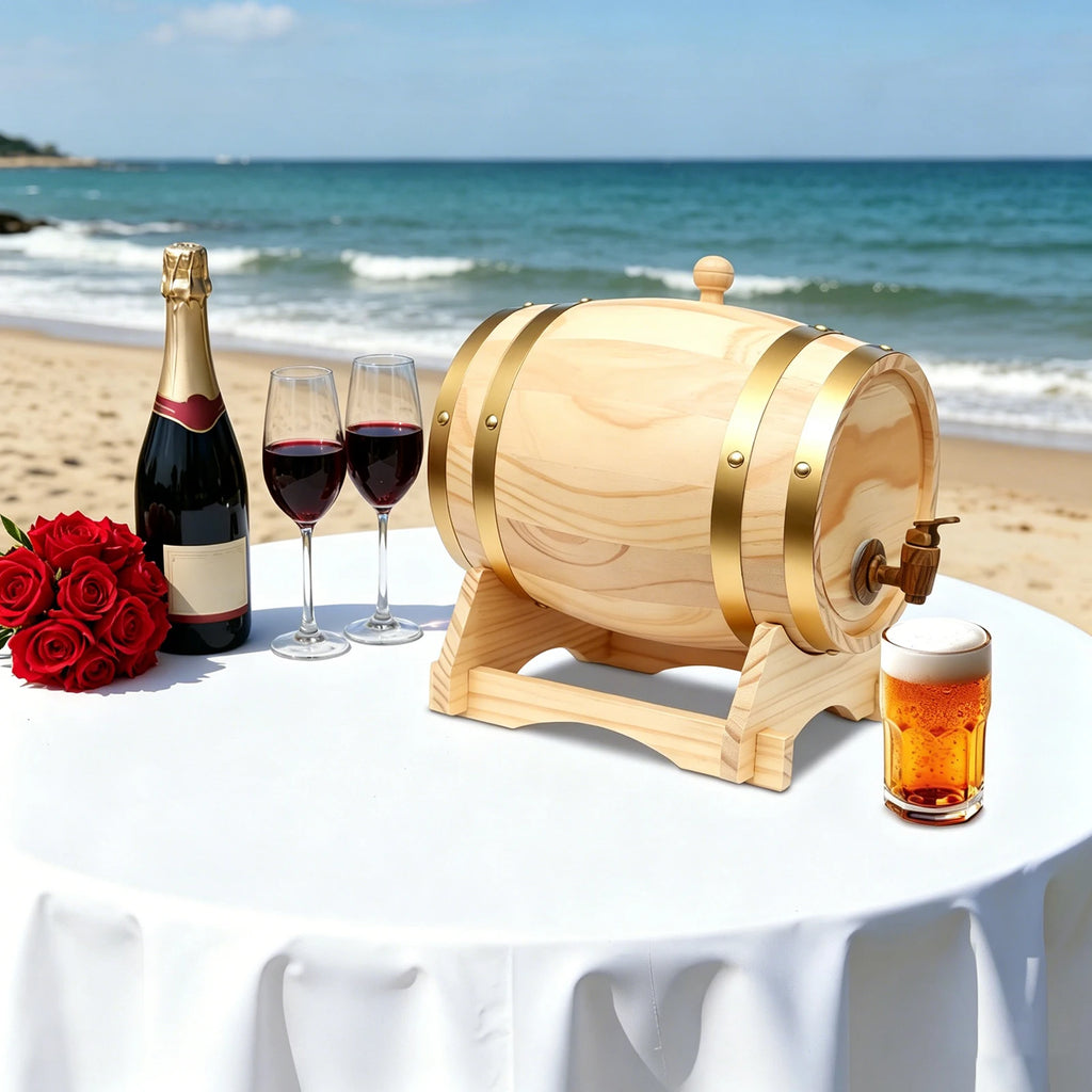 Oval Pine Whisky Barrel with Stand and Tap, 5L