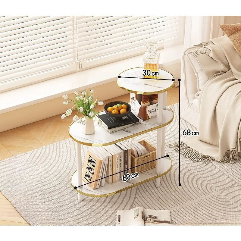 Marble-Pattern Rolling Side Trolley