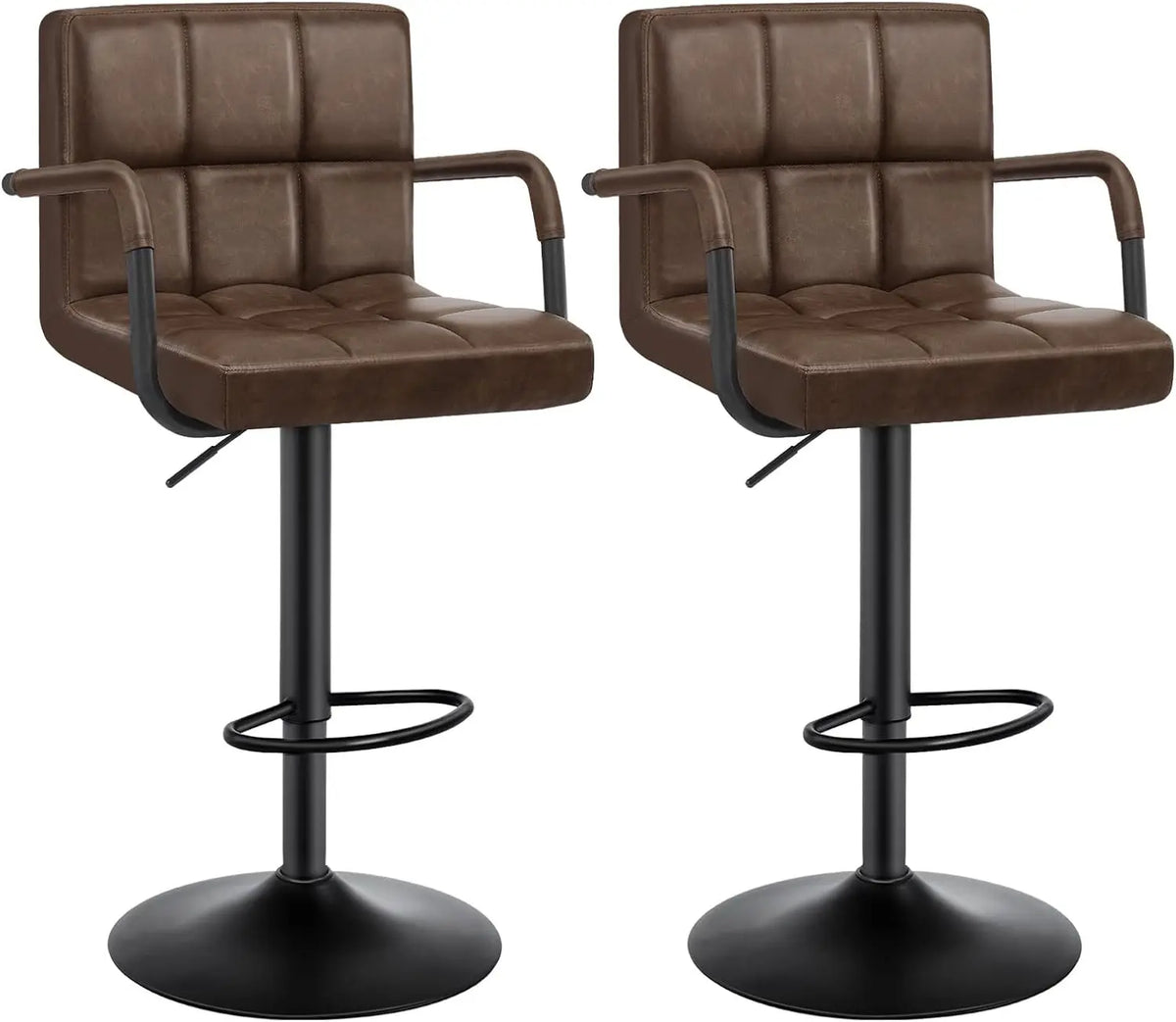 Leeds Swivel Bar Stools Set of 2, Metal Frame, Armrest