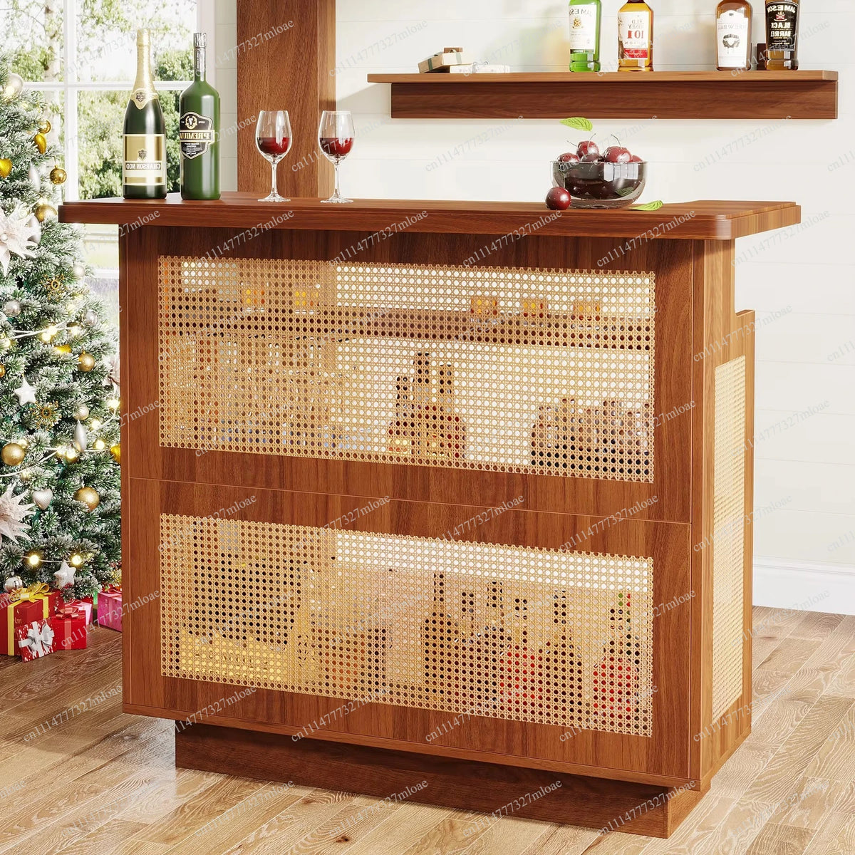 Modern Drinks Cabinet, 4-Tier, Wine Rack & Glass Rack
