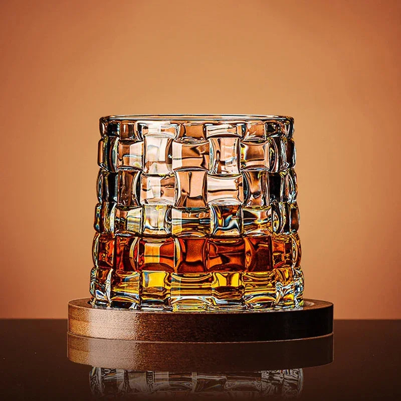 Rotating Crystal Whisky Tumbler with Base, 280ml