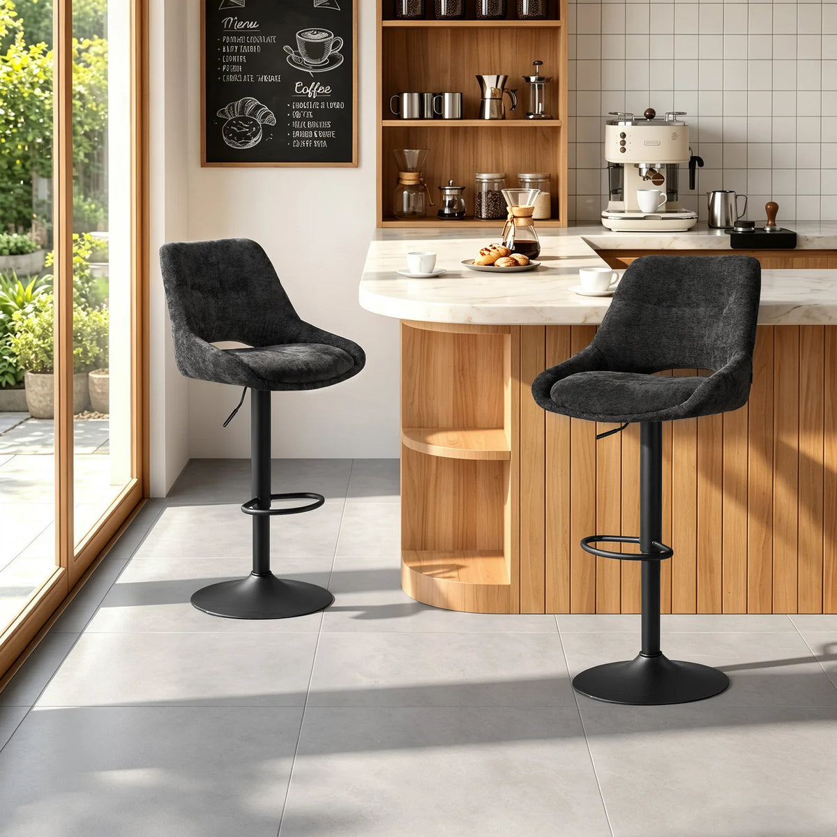 Edinburgh Bar Stools Set of 2, 360° Rotatable, Height Adjustable