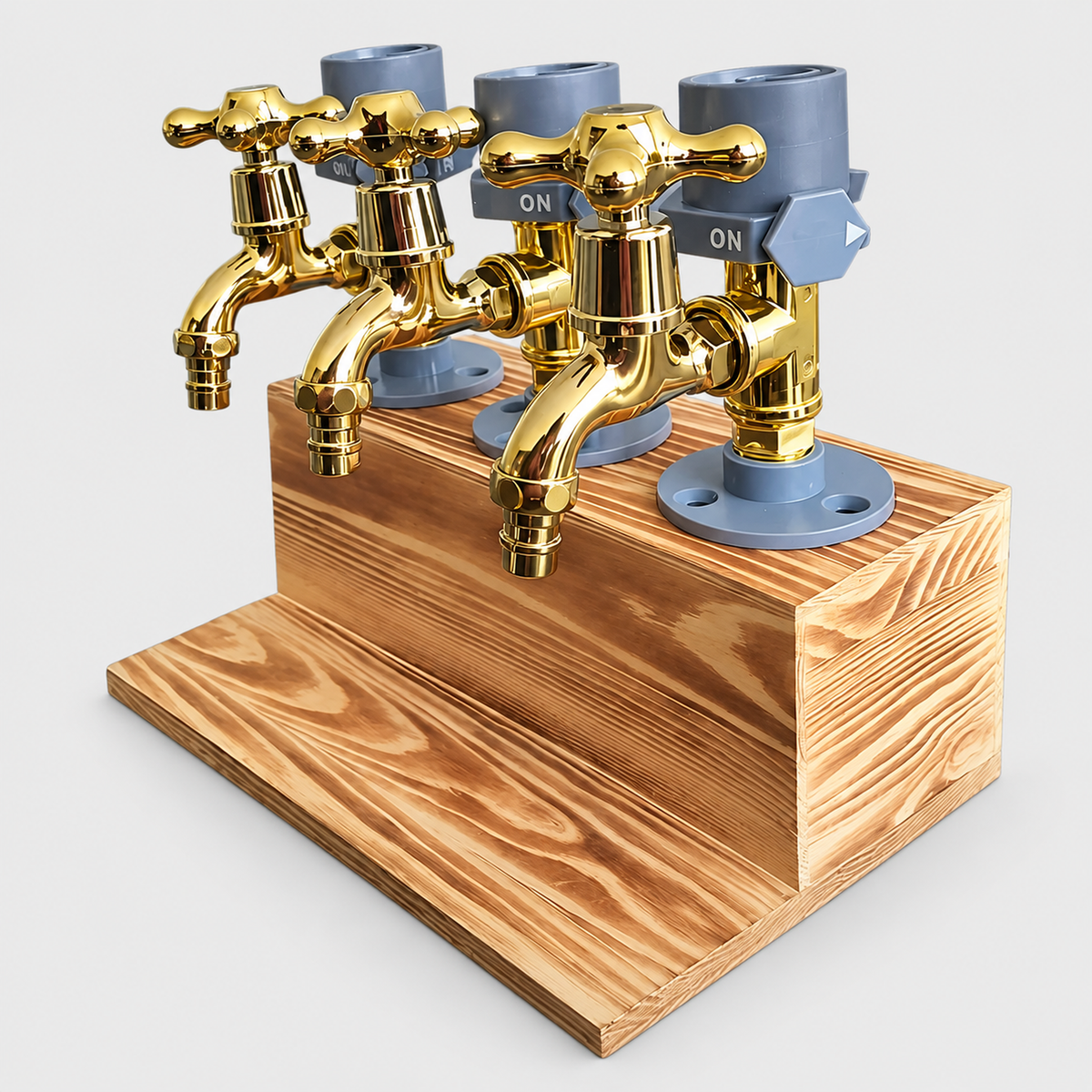 Wooden Whisky Dispenser Stand with Faucet, 1 to 3 Heads