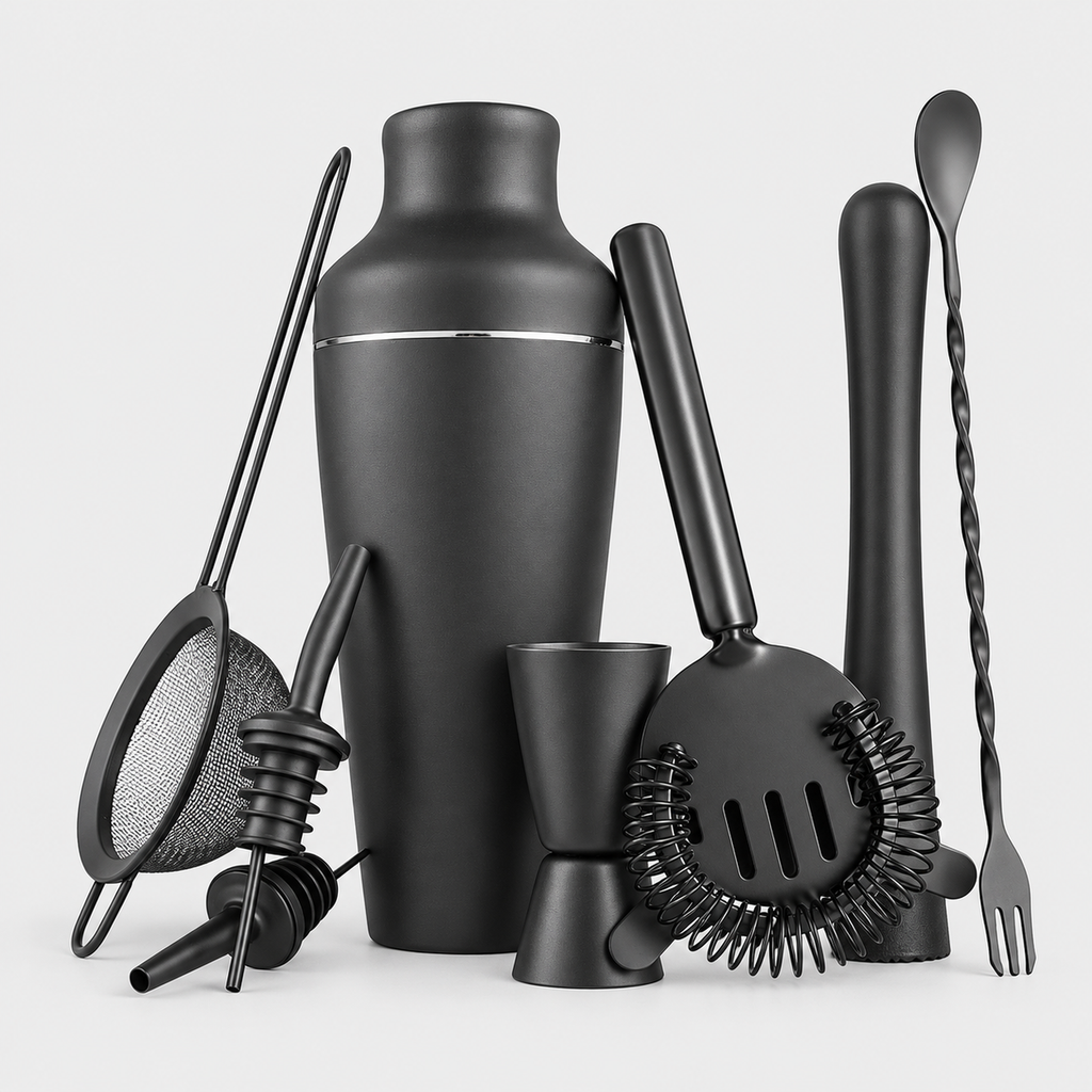 8-Piece Matte Black Cocktail Shaker Set