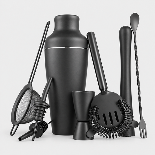 8-Piece Matte Black Cocktail Shaker Set