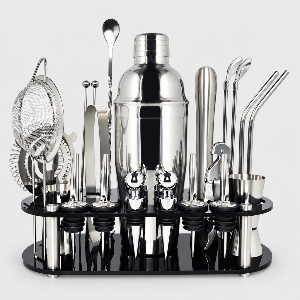 Boston Cocktail Shaker Set with Holder, 13 or 22 Pieces