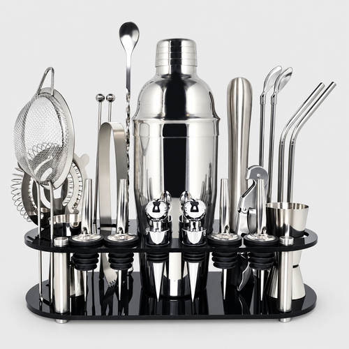 Boston Cocktail Shaker Set with Holder, 13 or 22 Pieces