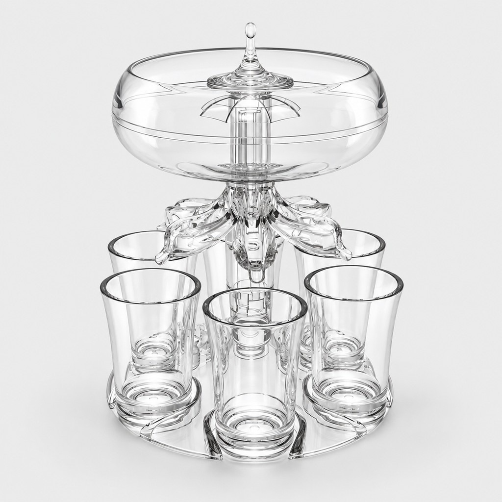 Clear Shot Dispenser Rack with 6 Shot Glasses