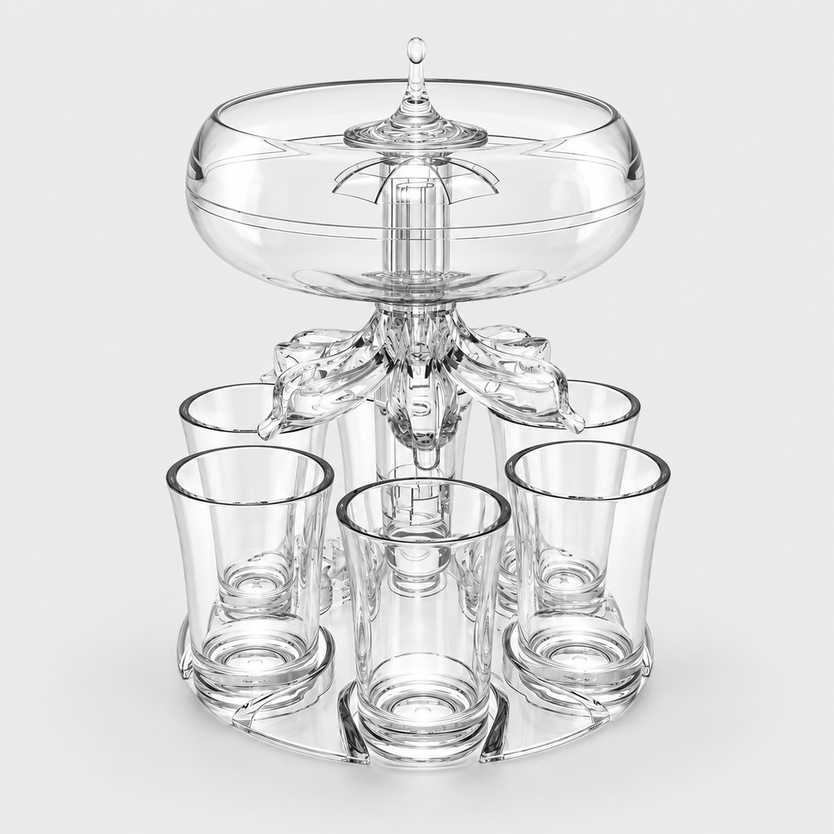 Clear Shot Dispenser Rack with 6 Shot Glasses