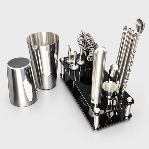 Cocktail Shaker Set, 13-Piece, Stainless Steel