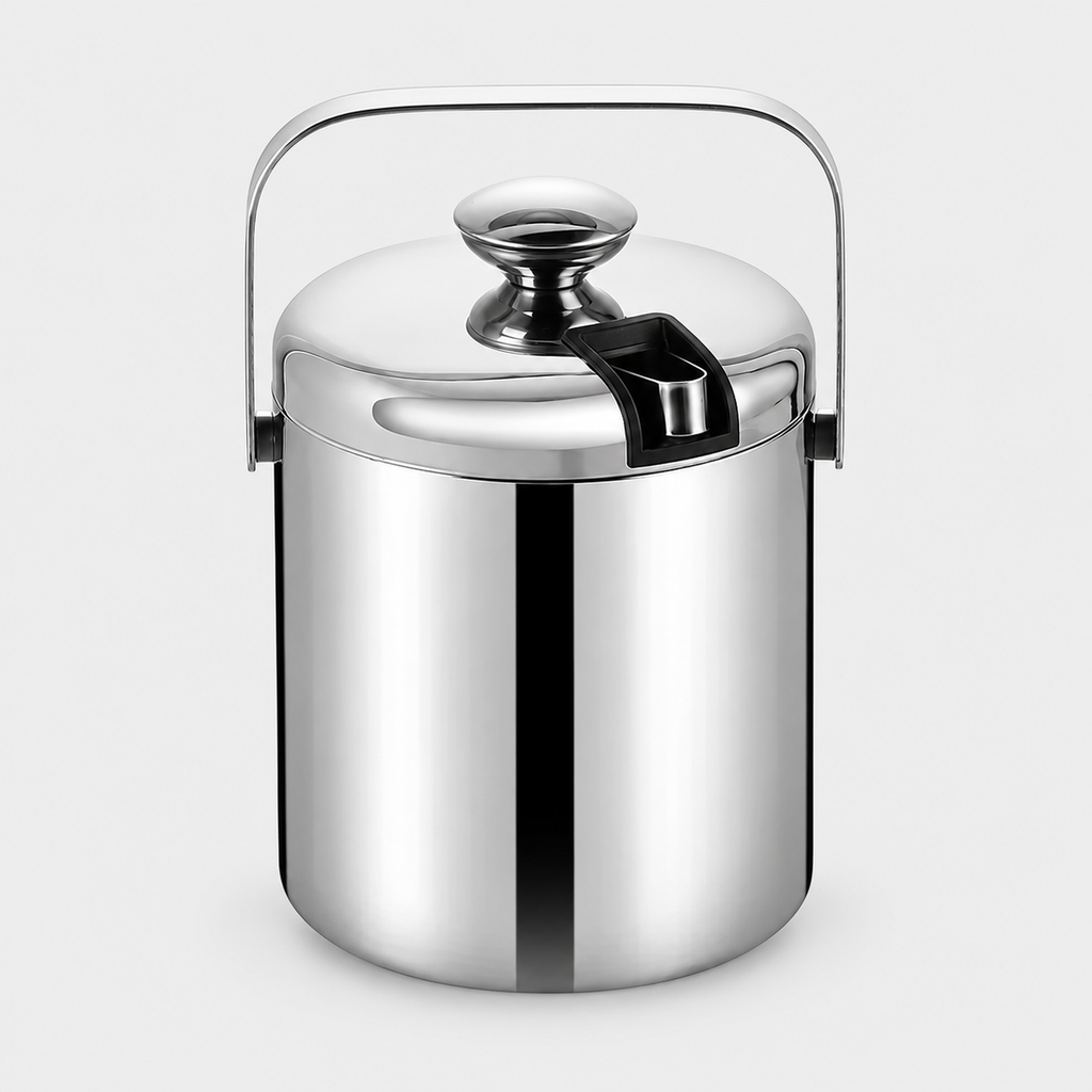 Insulated Ice Bucket, Double-Layer Stainless Steel