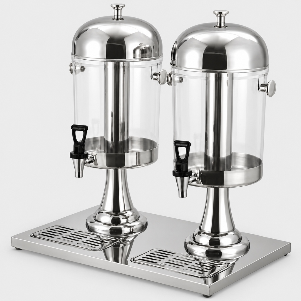 Double-Head Stainless Steel Drinks Dispenser, Two Tanks