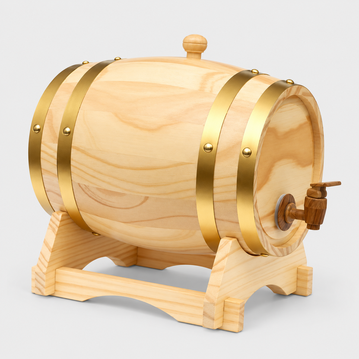 Oval Pine Whisky Barrel with Stand and Tap, 5L