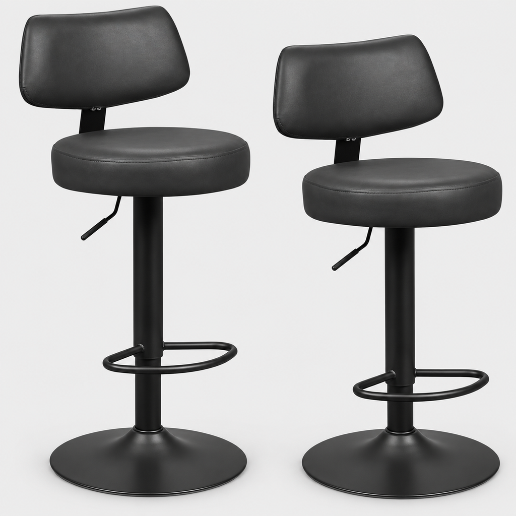 Bristol Swivel Bar Stools Set of 2, Height Adjustable on a light grey studio background